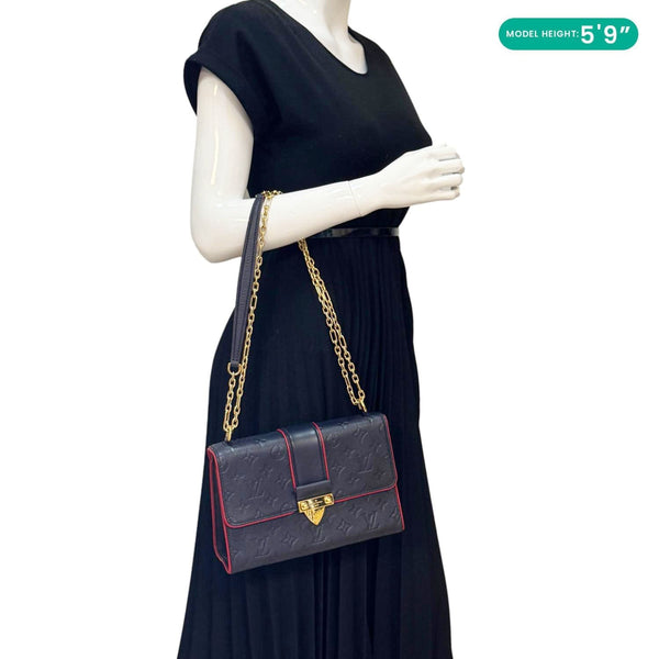 LOUIS VUITTON Saint Sulpice PM Empreinte Leather Crossbody Bag Navy Blue