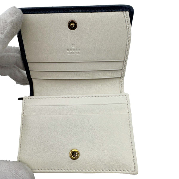 GUCCI GG Marmont Matelasse Diagonal Leather Card Case Wallet Off White 573811