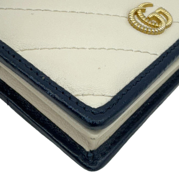 GUCCI GG Marmont Matelasse Diagonal Leather Card Case Wallet Off White 573811