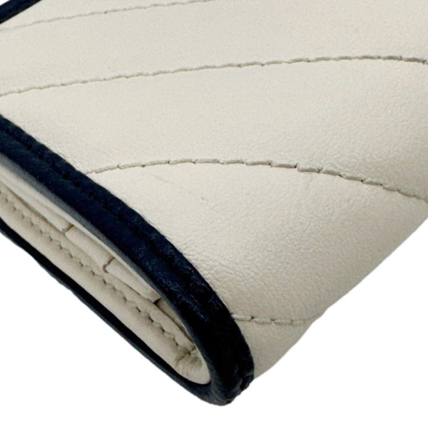 GUCCI GG Marmont Matelasse Diagonal Leather Card Case Wallet Off White 573811