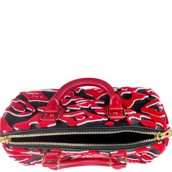 LOUIS VUITTON X UF Speedy Bandouliere 25 Tufted Monogram Satchel Bag Red