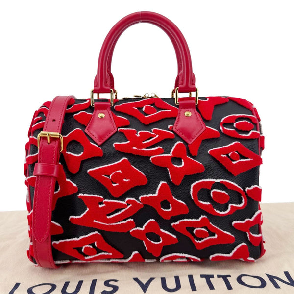 LOUIS VUITTON X UF Speedy Bandouliere 25 Tufted Monogram Satchel Bag Red