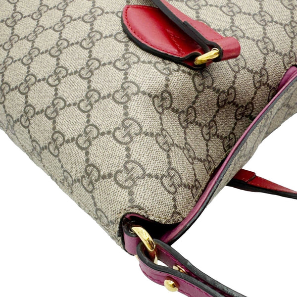 GUCCI Linea A Foldover GG Supreme Monogram Canvas Tote Bag Beige 429147