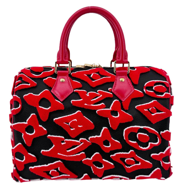 LOUIS VUITTON X UF Speedy Bandouliere 25 Tufted Monogram Satchel Bag Red