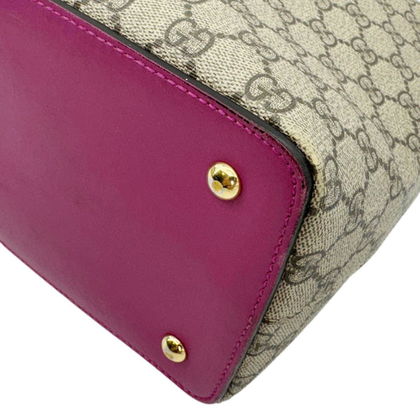 GUCCI Linea A Foldover GG Supreme Monogram Canvas Tote Bag Beige 429147