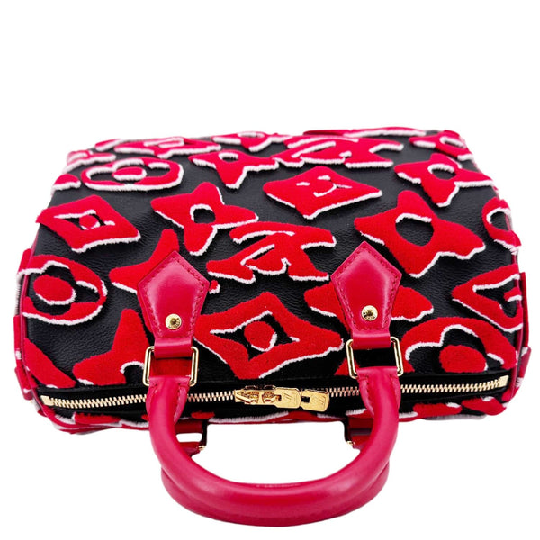 LOUIS VUITTON X UF Speedy Bandouliere 25 Tufted Monogram Satchel Bag Red