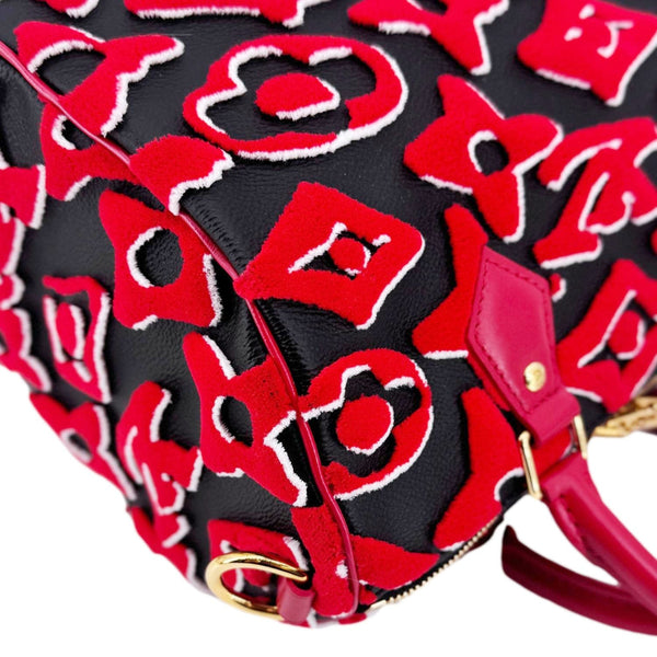 LOUIS VUITTON X UF Speedy Bandouliere 25 Tufted Monogram Satchel Bag Red