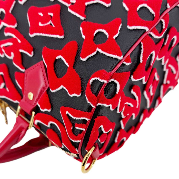 LOUIS VUITTON X UF Speedy Bandouliere 25 Tufted Monogram Satchel Bag Red