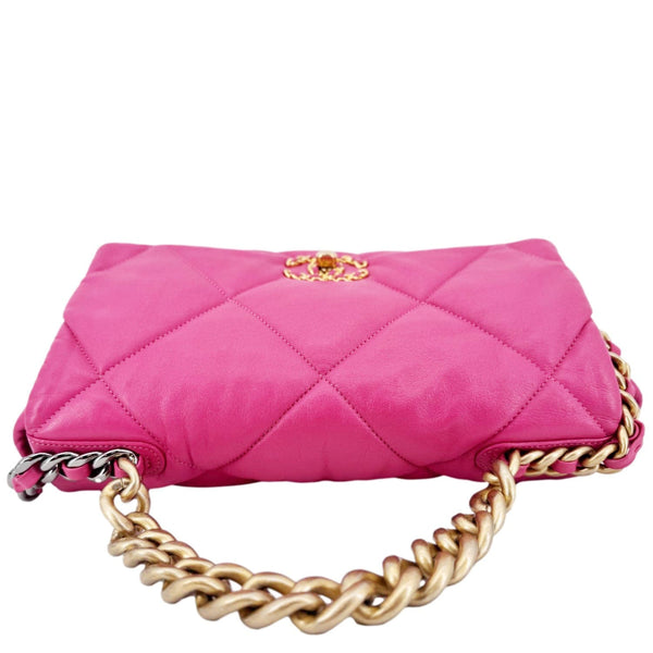 Chanel 19 Flap Medium Lambskin Quilted Leather Shoulder Bag Pink