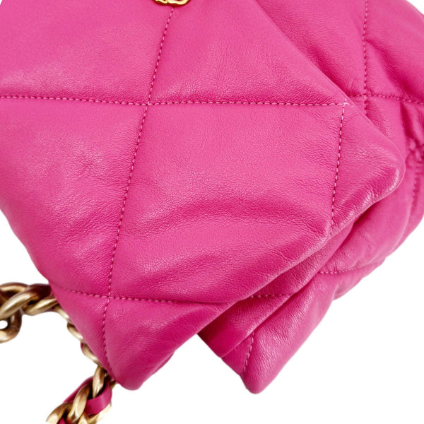 Chanel 19 Flap Medium Lambskin Quilted Leather Shoulder Bag Pink