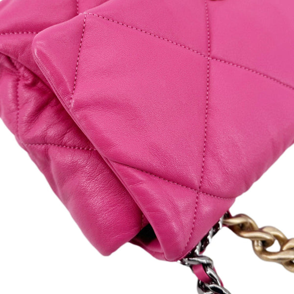 Chanel 19 Flap Medium Lambskin Quilted Leather Shoulder Bag Pink