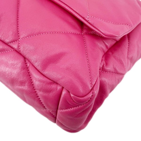 Chanel 19 Flap Medium Lambskin Quilted Leather Shoulder Bag Pink