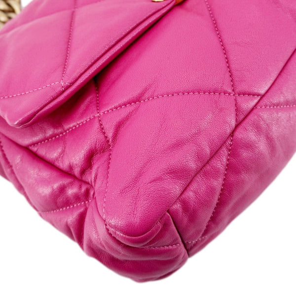 Chanel 19 Flap Medium Lambskin Quilted Leather Shoulder Bag Pink