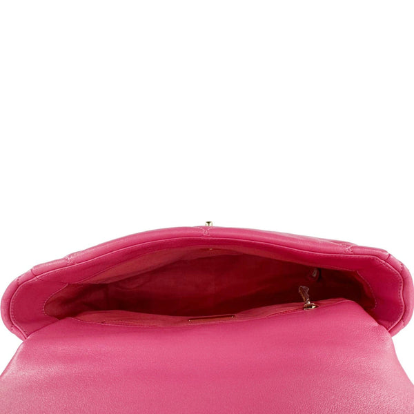 Chanel 19 Flap Medium Lambskin Quilted Leather Shoulder Bag Pink