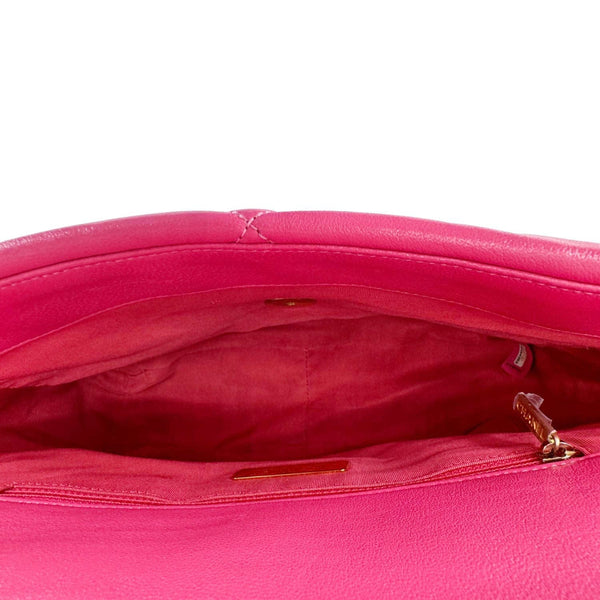 Chanel 19 Flap Medium Lambskin Quilted Leather Shoulder Bag Pink