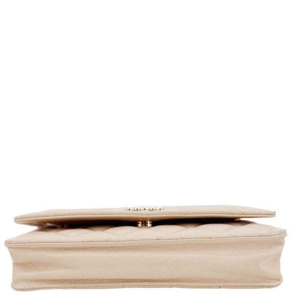 CHANEL CC Pearl Caviar Quilted Leather WOC Crossbody Bag Off white