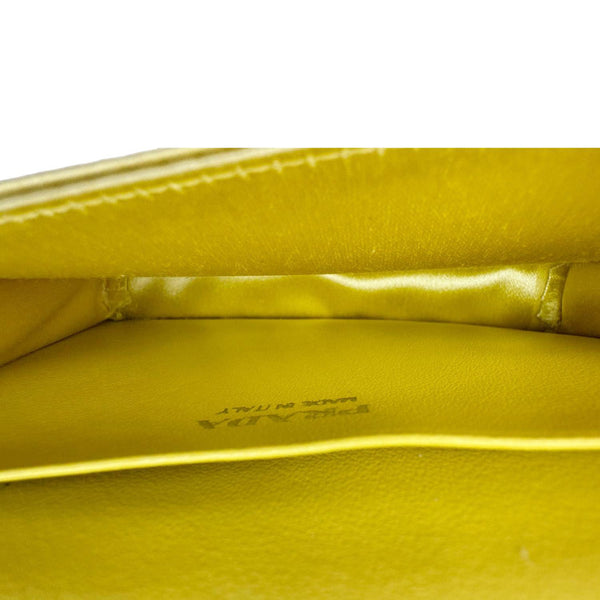 PRADA Triangle Logo Crystal Satin Chain Card Holder Shoulder Bag Gold