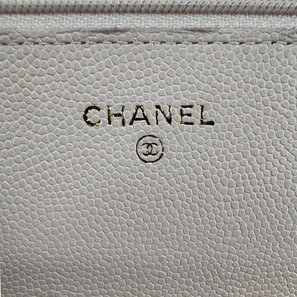 CHANEL CC Pearl Caviar Quilted Leather WOC Crossbody Bag Off white