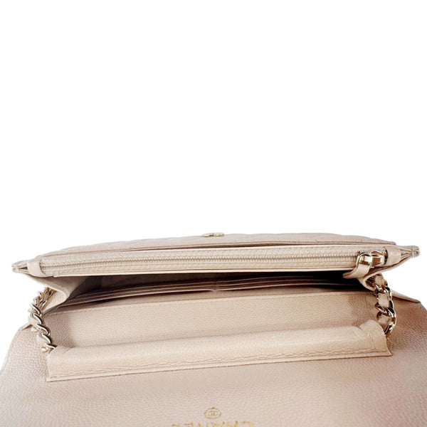 CHANEL CC Pearl Caviar Quilted Leather WOC Crossbody Bag Off white