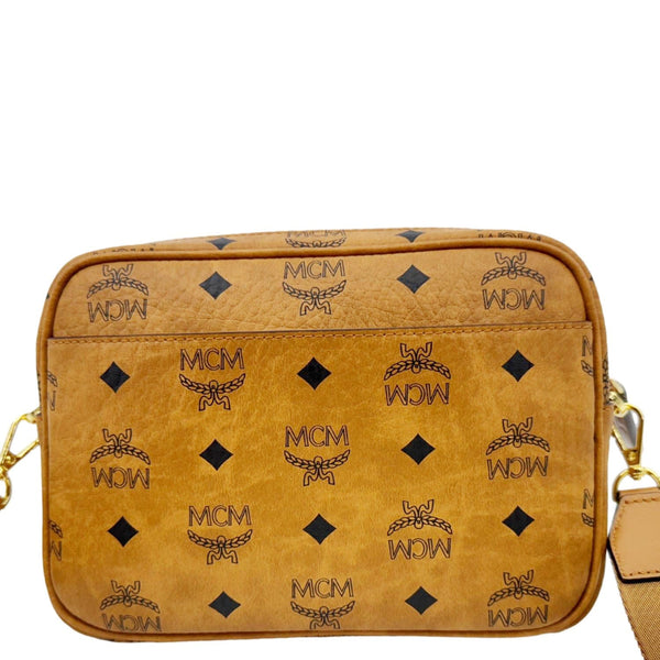 MCM Aren Small Classic Visetos Canvas Crossbody Bag Cognac