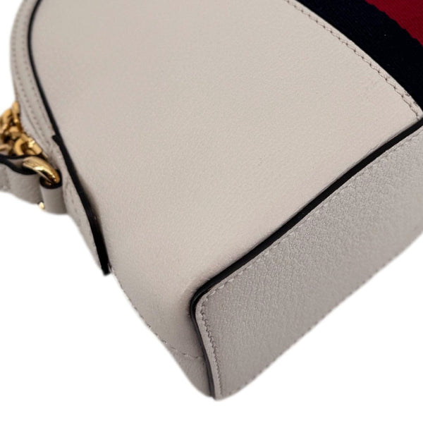 GUCCI Ophidia Dome Small Leather Shoulder Bag Off White 499621