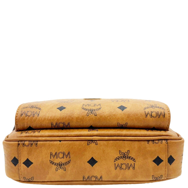 MCM Aren Small Classic Visetos Canvas Crossbody Bag Cognac