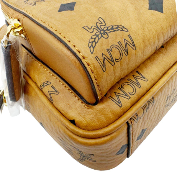 MCM Aren Small Classic Visetos Canvas Crossbody Bag Cognac