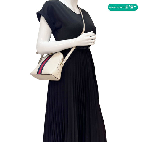 GUCCI Ophidia Dome Small Leather Shoulder Bag Off White 499621