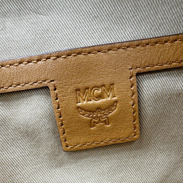 MCM Aren Small Classic Visetos Canvas Crossbody Bag Cognac