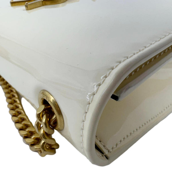 YVES SAINT LAURENT Kate Small Patent Leather Crossbody Bag Off White