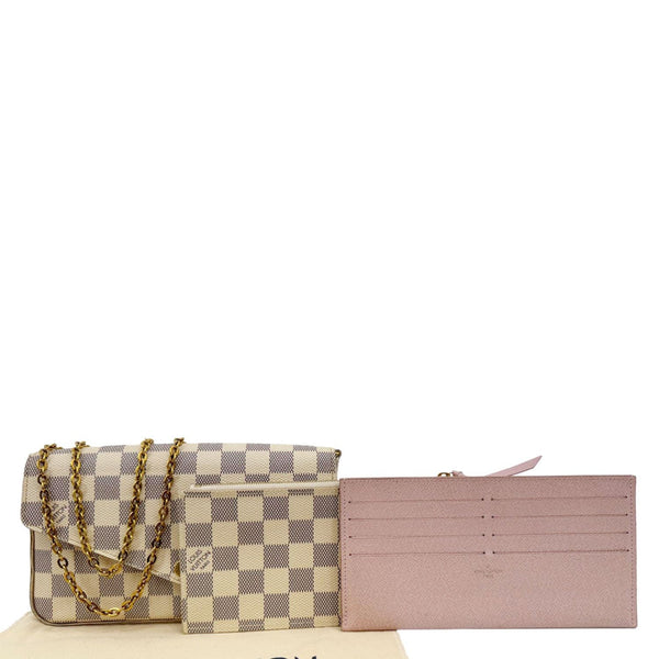 LOUIS VUITTON Felicie Pochette Damier Azur Crossbody Bag Rose Ballerine