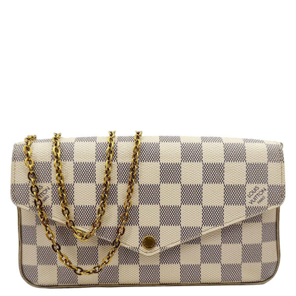 LOUIS VUITTON Felicie Pochette Damier Azur Crossbody Bag Rose Ballerine