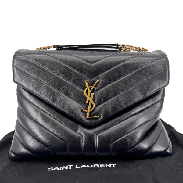 YVES SAINT LAURENT Loulou Large Matelasse Leather Chain Shoulder Bag Black