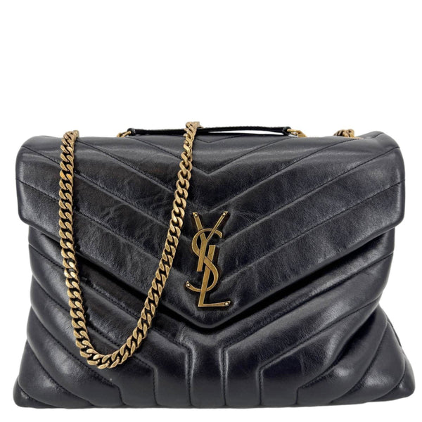 YVES SAINT LAURENT Loulou Large Matelasse Leather Chain Shoulder Bag Black