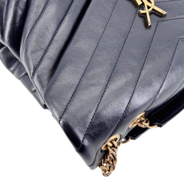 YVES SAINT LAURENT Loulou Large Matelasse Leather Chain Shoulder Bag Black