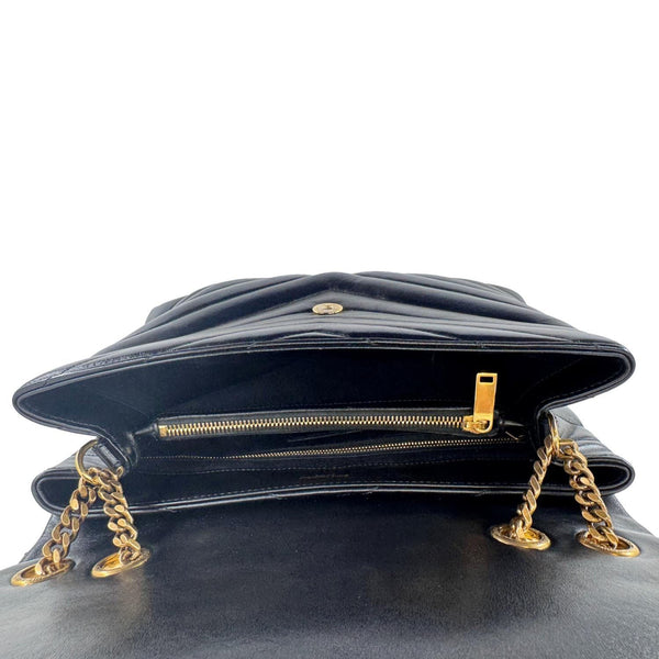 YVES SAINT LAURENT Loulou Large Matelasse Leather Chain Shoulder Bag Black