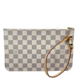 LOUIS VUITTON Neverfull Damier Azur Pochette Wristlet White