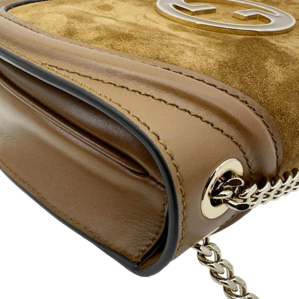GUCCI Blondie Medium Suede Shoulder Bag Brown 815715