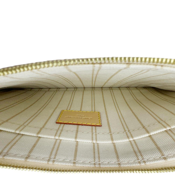 LOUIS VUITTON Neverfull Damier Azur Pochette Wristlet White