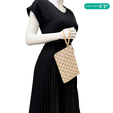 LOUIS VUITTON Neverfull Damier Azur Pochette Wristlet White