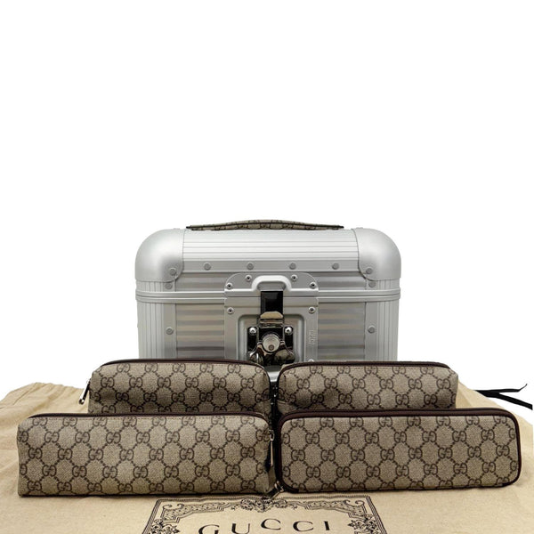 GUCCI Porter GG Supreme Monogram Vanity Case Silver 740505