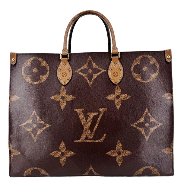 LOUIS VUITTON Onthego GM Reverse Monogram Canvas Tote Bag Brown
