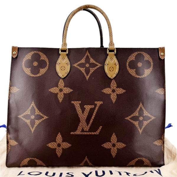 LOUIS VUITTON Onthego GM Reverse Monogram Canvas Tote Bag Brown