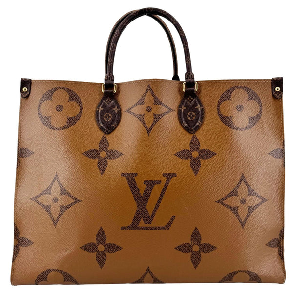 LOUIS VUITTON Onthego GM Reverse Monogram Canvas Tote Bag Brown