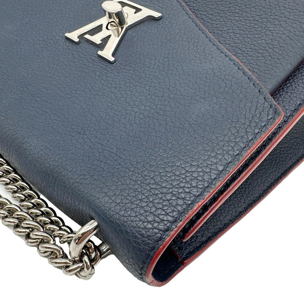 LOUIS VUITTON Mylockme Leather Chain Crossbody Bag Blue
