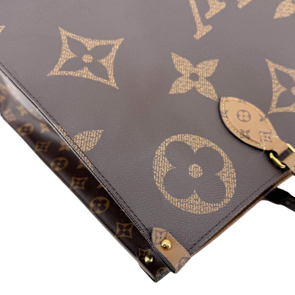 LOUIS VUITTON Onthego GM Reverse Monogram Canvas Tote Bag Brown