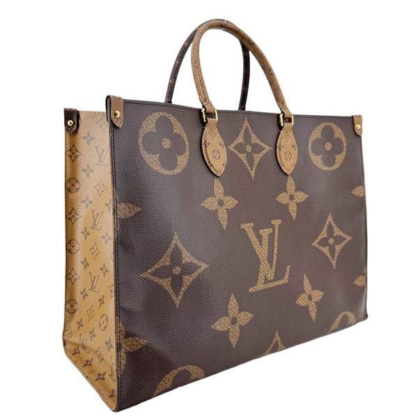 LOUIS VUITTON Onthego GM Reverse Monogram Canvas Tote Bag Brown