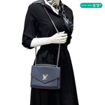 LOUIS VUITTON Mylockme Leather Chain Crossbody Bag Blue