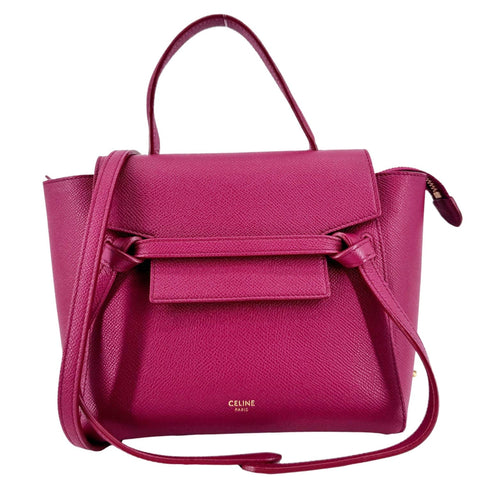 CELINE Micro Belt Grained Calfskin Leather Shoulder Bag Burgundy