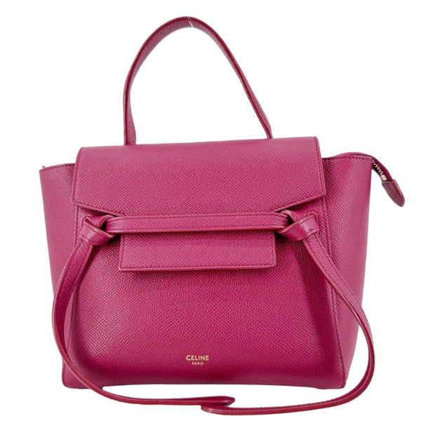 CELINE Micro Belt Grained Calfskin Leather Shoulder Bag Burgundy